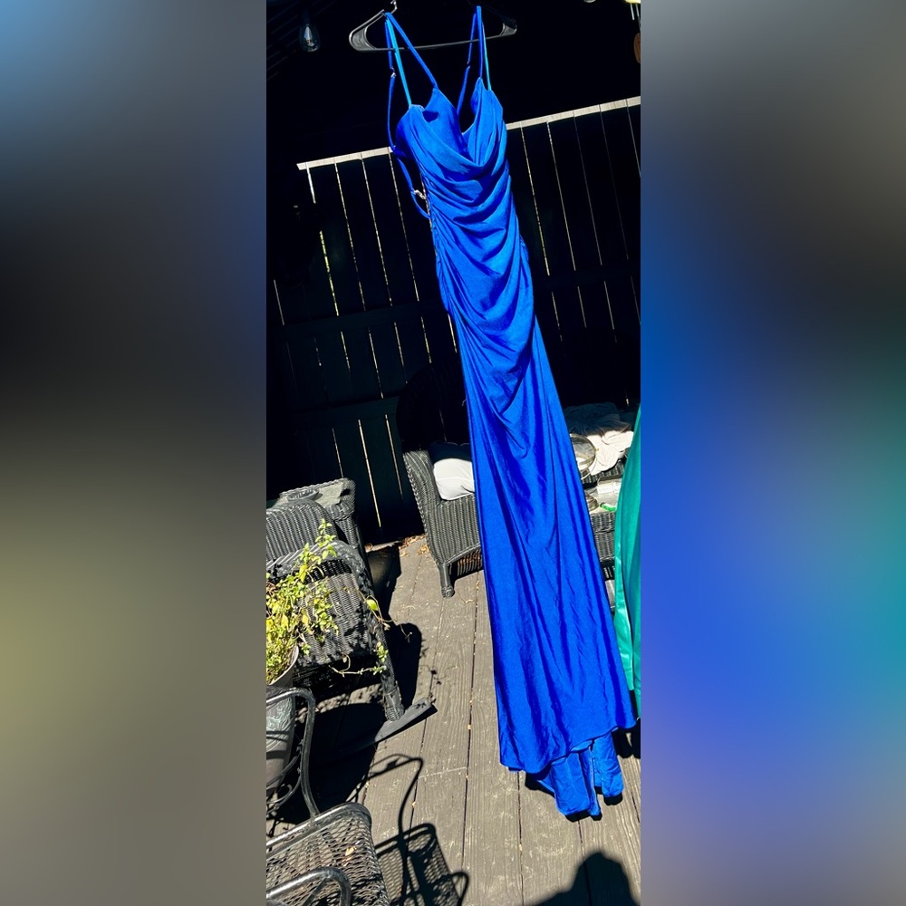 La Femme Vibrant Blue Evening Dress